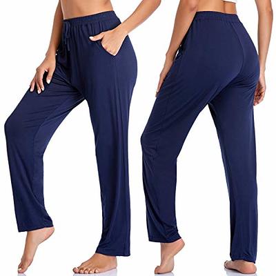 ASIMOON Women's Yoga Pants Soft Comfy Stretch Loose Straight Casual  Athletic Pants Running Workout Lounge Pants with Pockets Navy-Blue - Yahoo  Shopping
