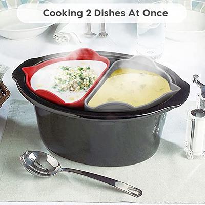 Slow Cooker Divider Liners fit 6 QT Crockpot, Reusable Leakproof Slow Cooker  Divider Insert, Silicone Crockpot Divider, 2-Piece Set Dishwasher Safe  Cooking Liner (Black+Gray)