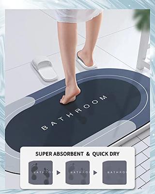 AMOAMI Bath-Mat,Ultra Thin Bathroom Rugs,Rubber Bath Mats for Bathroom Non  Slip,Absorbent Bath Rug for Bathroom Floor, Shower, Sink (20x 32, Grey)