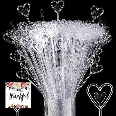 240 Pcs Floral Picks Card Holder Plastic Straight Head Flower Card Holder  Stick for Card Photo Floral Bouquet Arrangement Valentine's Day Wedding