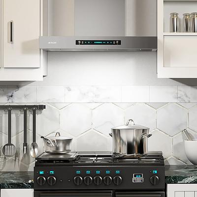 IKTCH 30 in. 900 CFM Island Mount Range Hood in Stainless Steel with Gesture Sensing and Touch Control Switch Panel with Light