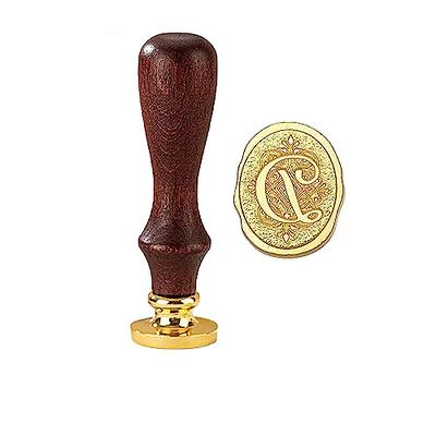 Yoption Initial Alphabet Wax Seal Stamp, Retro Letter R Sealing Wax Stamp Brass Head Wooden Handle for Wedding Party Invitation Envelopes