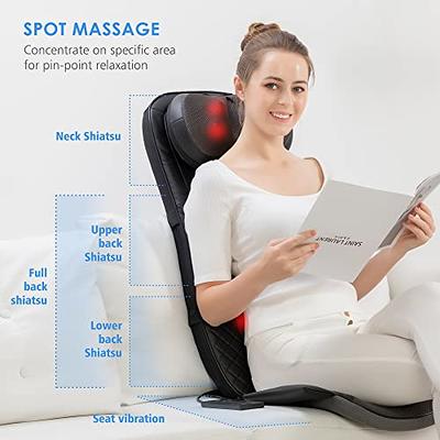 Snailax Shiatsu Back Massager with Heat, Kneading Massage Chair Pad,  Vibration Seat Massager Cushion for Full Body, Gifts 