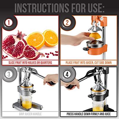 Zulay Kitchen Cast Iron Orange Juice Squeezer - Easy to Clean, Heavy,  Professional Citrus Juicer - Stainless Steel Lemon Squeezer - Manual Citrus