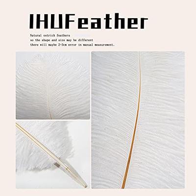 iHUFeather 10pcs White Ostrich Feathers Natural Bulk 14-16Inch 40