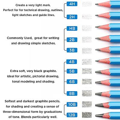 Sketching Pencil Set Professional Drawing 12Pcs Art Graphite Shading for  Artists