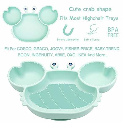 ROCCED Suction Plates for Toddlers, Silicone Plates with Suction for Baby  Divided, Baby Spoon Fork Set for Toddler Baby Dishes Kids Plates and