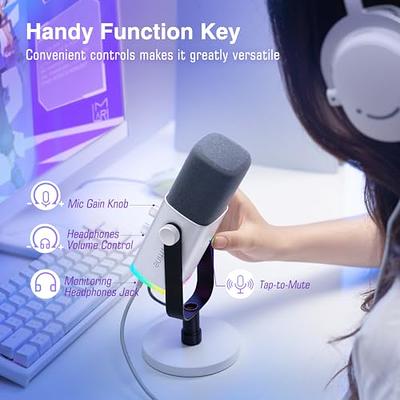 FIFINE USB Podcast Microphone for Recording Streaming, Condenser Computer  Gaming Mic for PC Mac PS4. Headphone Output&Volume Control, Mic Gain