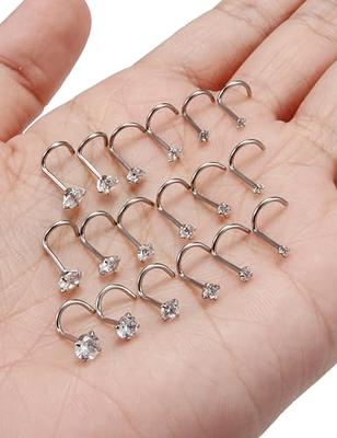 BodyAce 20G Spike Nose Rings Studs with Chains, Stainless Steel