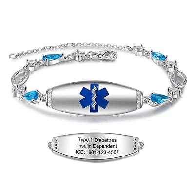 Custom Leather Medical Alert ID Bracelets Emergency Survival Awareness  Wristband | eBay