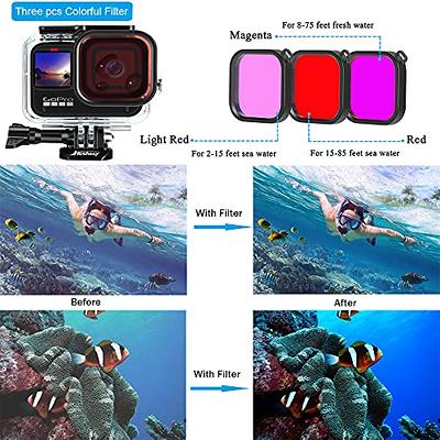 BMUUPY Accessories Kit for Gopro Hero 12 11 10 9 Black Accessory Bundle  Waterproof Housing Case Filter Silicone Protector Lens Screen Tempered  Glass