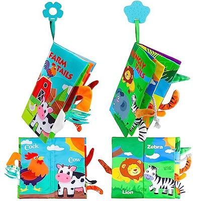  Zocita Baby Soft Animal Tails Activity Cloth Book with Crinkle  Fabric, Jungly Tails : Baby