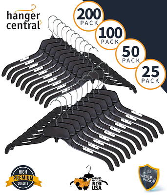 Hanger Central Plastic Pants & Skirt Hangers with Padded Pinch Clips, 10 in, 25 Pack, Size: 10 inch