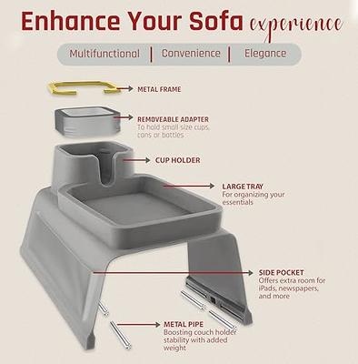Sofatory Gray Couch Cup Holder Tray, Dual Sided Caddy, Silicone