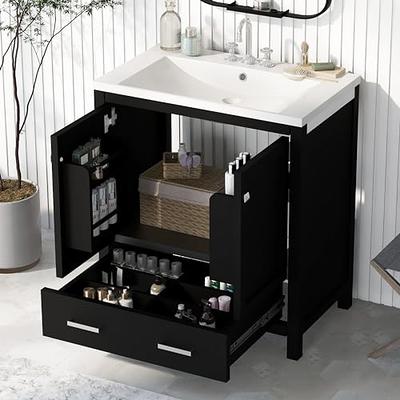 Aiuyesuo 24'' Bathroom Vanity with Ceramic Basin Sink, Modern Bathroom  Storage Cabinet with 3 Drawers, Freestanding Bathroom Vanity Cabinet with  Single Sink - Yahoo Shopping