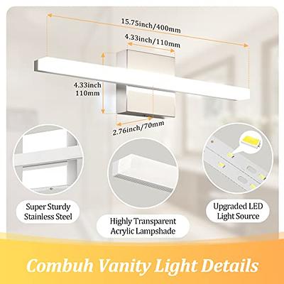 Combuh LED Bathroom Vanity Light 16 Inch 9W Black IP44 Mirror