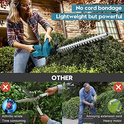  3000mAh Cordless Hedge Trimmer, Electric Bush Trimmer Hedge  Trimmer Cordless with Battery and Charger, 1500 RPM Battery Powered Hedge  Trimmer, 22-Inch Dual-Action Fast Cutting, 3/5 Cut Shrub Trimmer