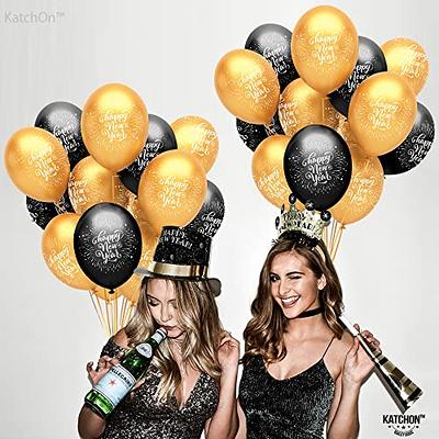 KatchOn, Huge Black and Gold 2024 Balloon Numbers - Pack of 45 | 40 inch 2024 Balloons with Pom Poms and Swirls, Graduations Party Supplies 2024 