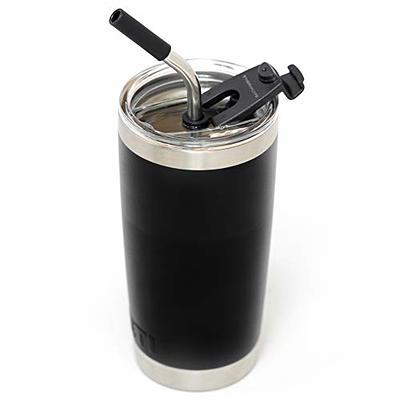 Spill Proof Tumbler Lid with Angled Stainless Steel Straw +  Silicone Straw Tip + Straw Cleaning Brush for Yeti Rambler or Ozark Trail  Tumblers (30oz, Black): Tumblers & Water Glasses