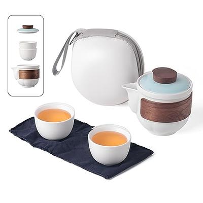 Travel Ceramic Tea Pot Set with Tea Infuser 1 Pot 2 Mini Cup Chinese Gung  Fu Teacup Portable Bag for Home Office Outdoor Picnic