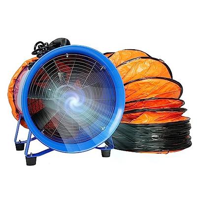 12 Inch Utility Blower Fan 7 Blades Portable Exhaust Fan W/ 16 FT PVC  Ducting