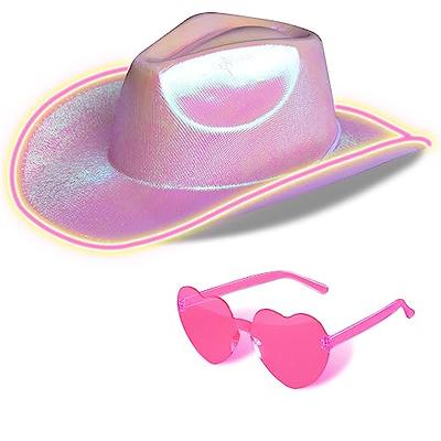 Neon Sparkly Glitter Space Cowboy Hat - Holographic Light Purple Hallo