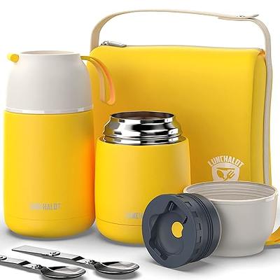 Lille Home Lunch Box Set, An Vacuum Insulated Lunch Box Keeping Food Warm  for 4-6 Hours, Two BPA-Free Food Containers, A