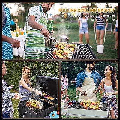 Grill Basket BBQ Grill Basket Rolling Grilling Basket Stainless