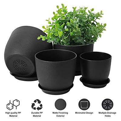 Whonline Plastic Plant Pots, 4 Pack 10/9/8/6 Inch Large Planters White  Flower Pots for Indoor Outdoor Plants with Drainage Hole and Tray, Modern