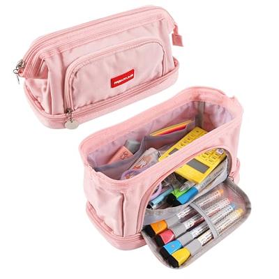  HVOMO Large Capacity Pencil Case Organizer Pen Marker Holder  Double Zipper Storage Bag Big Pencil Pouch for College School Office Teen  Girl Boy Women Men Adult (Pink) : Office Products
