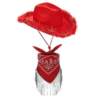 Felt Cowboy Hat For Women Fluffy Feather Trim Disco Cowgirl Hat Womens  Adult Gift