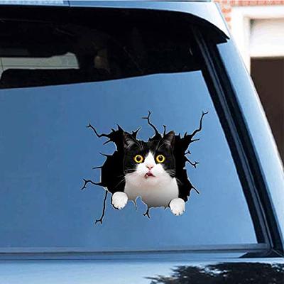 Zpahq Tuxedo Cat Car Cracking Sticker, 3D Vinyl Waterproof Cat