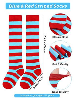 SOMSOC 4 Pieces Christmas Striped Tights Candy Cane Striped Christmas Full  Length Tights Thigh High Stocking