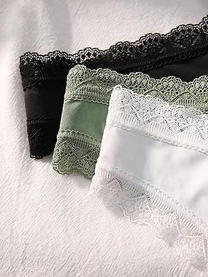 SOLY HUX Women's 3 Piece Lace Sheer Briefs Mid Rise Panties Set