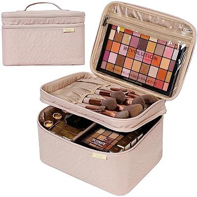 NISHEL Double Layer Travel Makeup Bag Women, Large Cosmetic Case