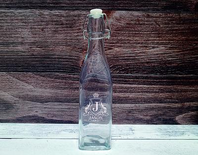 Glass Carafe Storage Bottle With Lid 1.2 L - Personalised Stamped