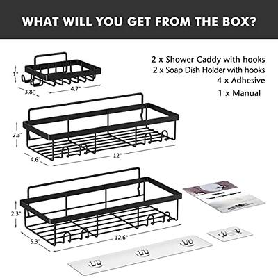 Moforoco Adhesive Corner Shower Caddy, 3 Pack Organizer Shelf with Soap  Holder and 12 Hooks, Shelves Rustproof for Bathroom, Storage Basket  Bathroom