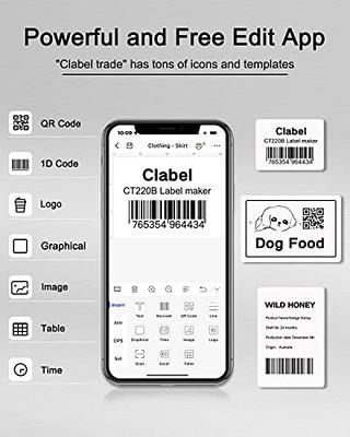 CLABEL Label Maker, 220b Portable Barcode Printer, Mini Wireless Thermal Label Maker Printer for Jewelry, Clothing, Barcode, Compatible with Android