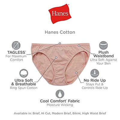 Hanes Panty Hipster 6-Pack Girl Underwear Ribbed Cotton Moisture wicking  Tagless