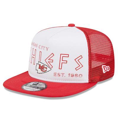 Kansas City Chiefs New Era Team Stripe Trucker 9FORTY Snapback Hat -  Cream/Red