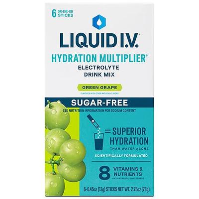 Liquid I.V. Hydration Multiplier - Sugar Free Electrolyte Drink Mix Green  Grape, 6ct - 0.45 oz x 6 pack - Yahoo Shopping