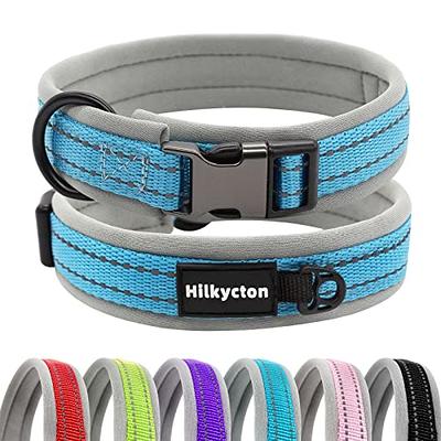 Joytale Reflective Dog Collar,Padded Breathable Soft Neoprene Nylon Pet Collar Adjustable for Large Dogs,L,Teal