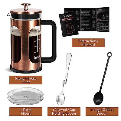 French Press Coffee Maker & Large Capacity Manual Heat Resistant Stainless  Steel Glass Transparent Manual Coffee Tea Percolator