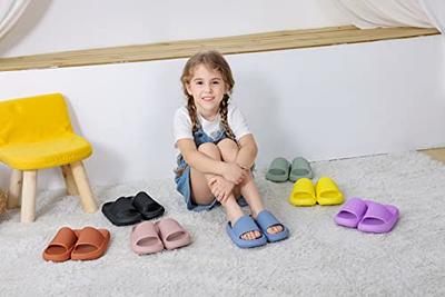  Youecci Cloud Slides for Kids丨Shower Slippers Bathroom Pool  Sandals丨Boys Girls Comfy Thick Sole Slippers丨Summer Non-Slip Beach Shoes  Beige 1 Little Kid