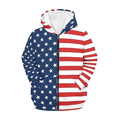 Renewold American Flag Print Novelty Hoodie, Girls Boys Sweatshirt