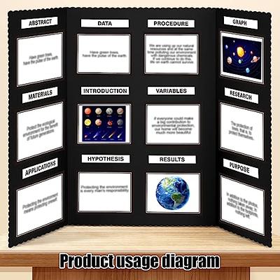 12 Pcs Trifold Poster Board Black Presentation Board Lightweight Portable Displays Board Trifold Exhibition Board for Science Fair, School Projects