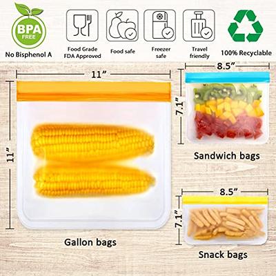 Reusable Food Storage Bags, 20Pack Reusable Freezer Bags,Reusable Gallon  Bags, Reusable Sandwich Bags, Silicone Food Bags Snack Bags for Traveling 