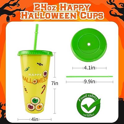 12 Pack Halloween Color Changing Cups with Lids and Straws, 24 oz Plastic  Tumblers with Lids