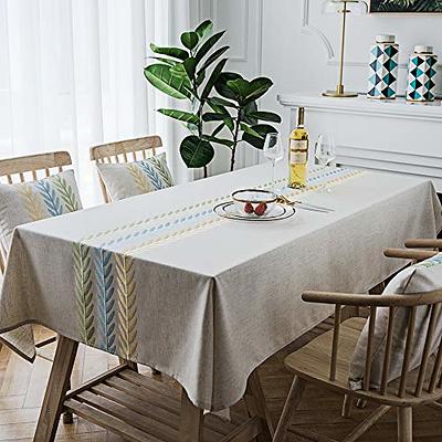 Striped Tassel Tablecloth Stitching Rectangle Table Cloth Cotton Linen  Fabric Table Cover For Kitchen Dinning Tabletop 55 X 70 Inch Yellow