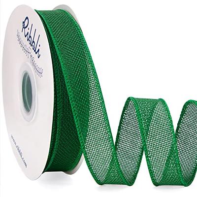 Ribbli Emerald Green Burlap Wired Ribbon, 1” Inch x Continuous 20